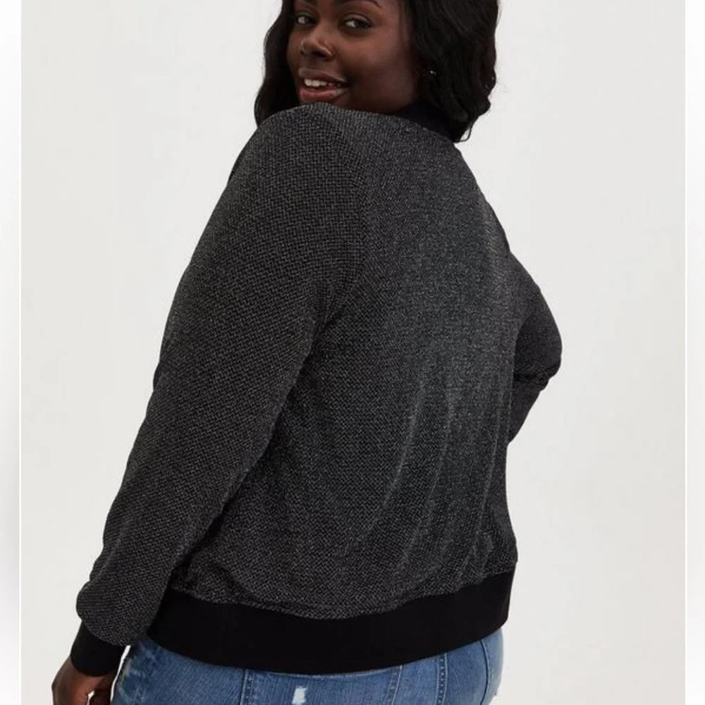 EUC torrid Black Metallic Bomber Jacket Size 2X